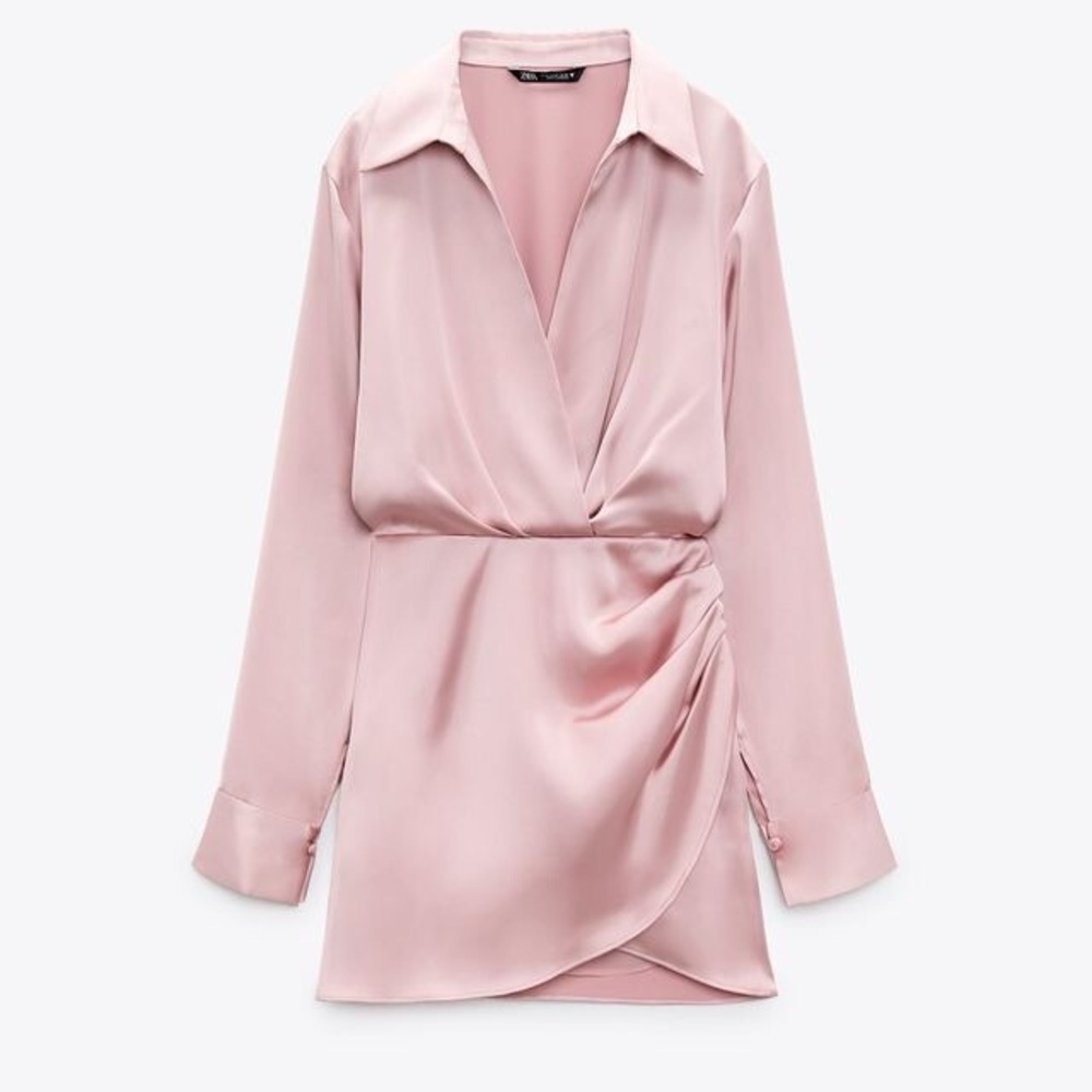 Zara Blush Pink Satin Dress